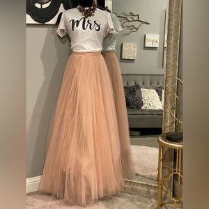 A- Line Blush Pink Long Maxi Bridesmaid Tulle Skirt for Wedding Evening Party